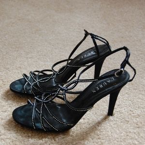 Lauren by Ralph Lauren Black Heeled Dress Sandals